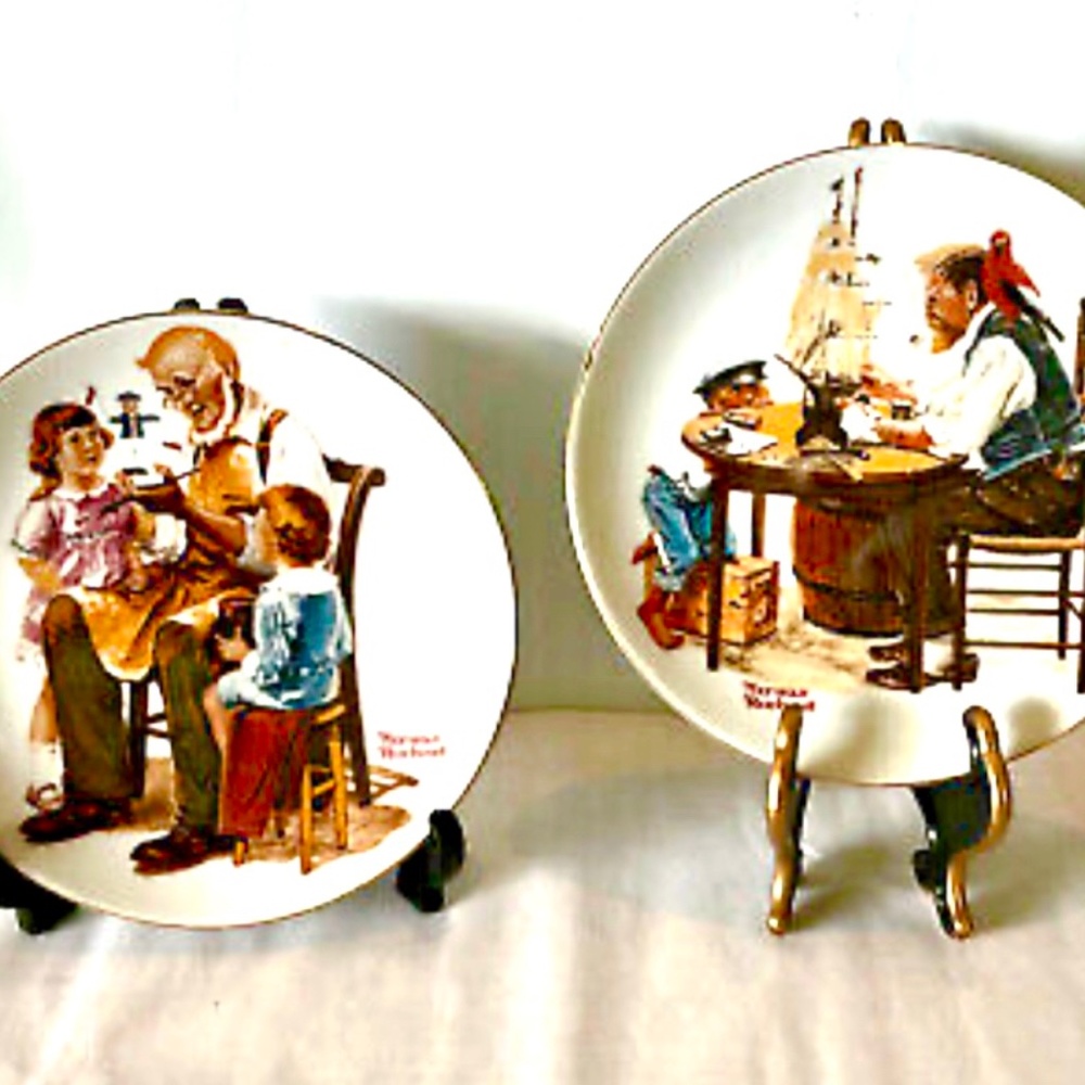 Norman Rockwell Plates, "Toy Maker" and “For a Good Boy”